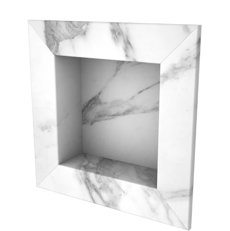 FlexStone 17 in. x 17 in. Square Recessed Shampoo Caddy in Calcutta White