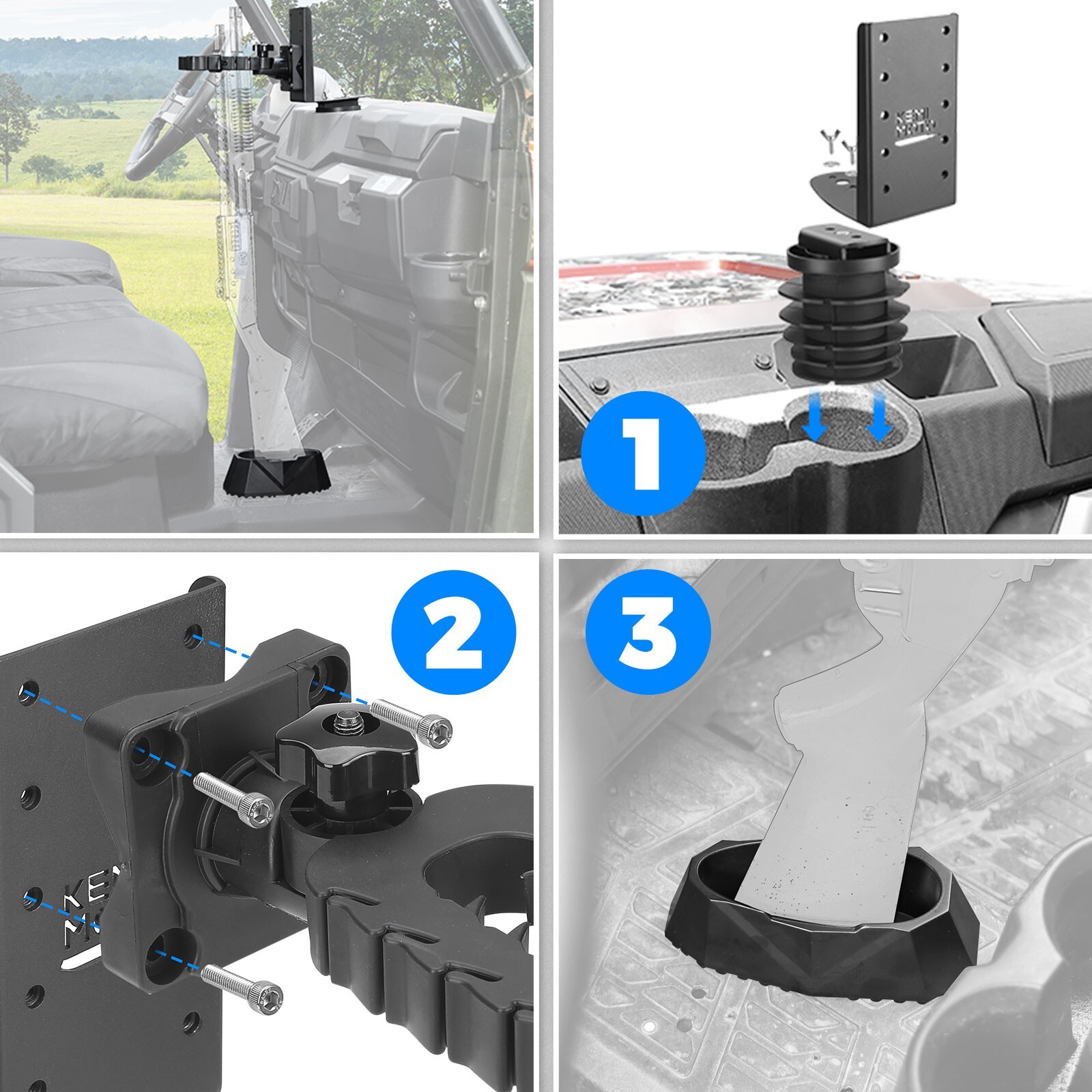 UTV Gun Holder Tool Rack Grip Clamps Rifle Holder For Polaris Ranger XP General