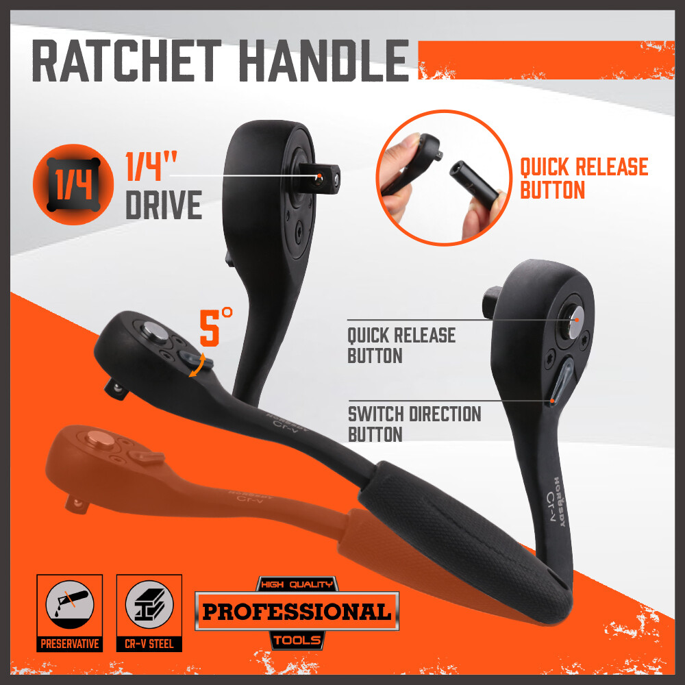 56Pcs 1/4" Drive Impact Deep Socket Set Extension Bar Universal Joint SAE Metric