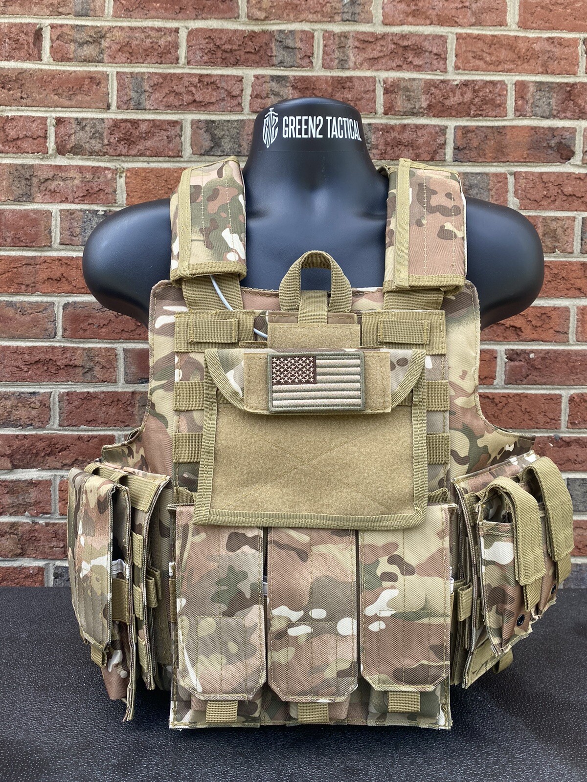 OCP Multicam Tactical Vest Plate Carrier Woodland- Adjustable. Pouches Included
