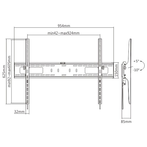 X-Large Heavy-Duty Tilt TV LED Wall Mount 65 70 75 77 80 82 85 86 88 90 98 100"
