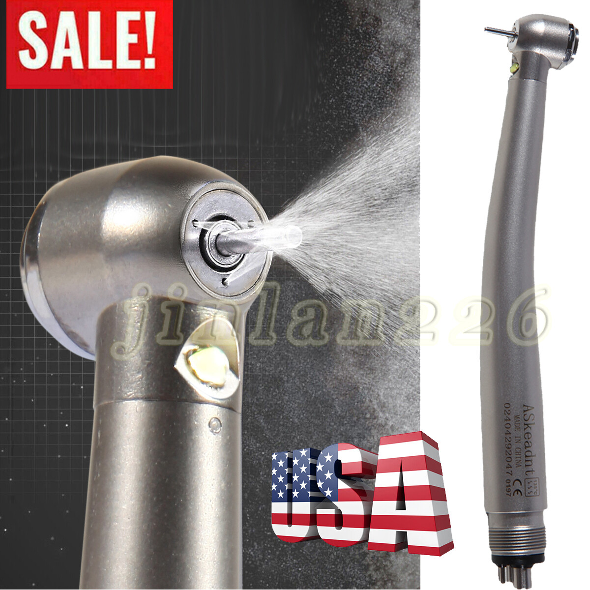 Pieza de mano alta velocidad de fibra óptica LED dental estilo NSK 4 agujeros