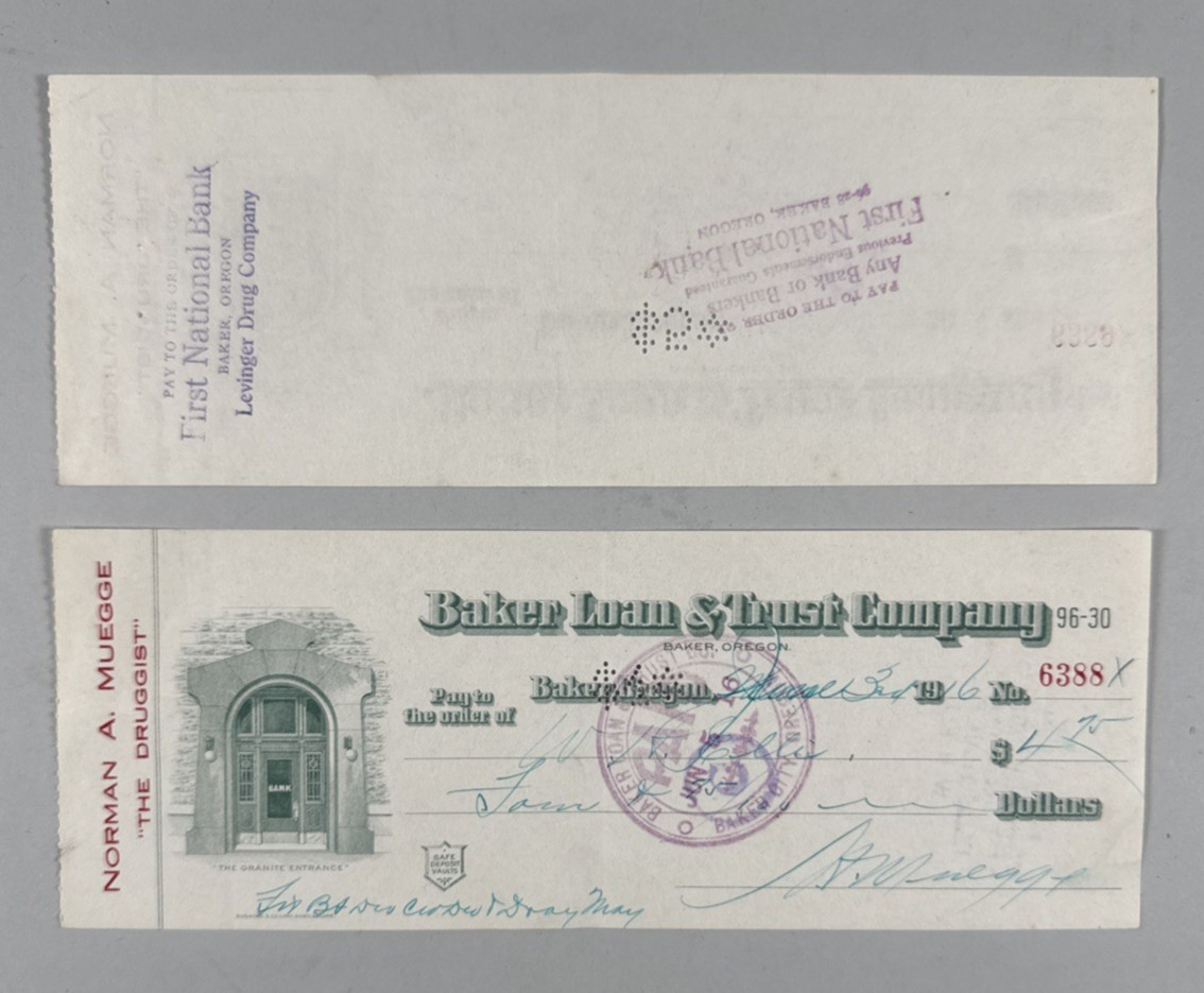 Lot of 130 Baker Loan & Trust Company Oregon Checks 1915