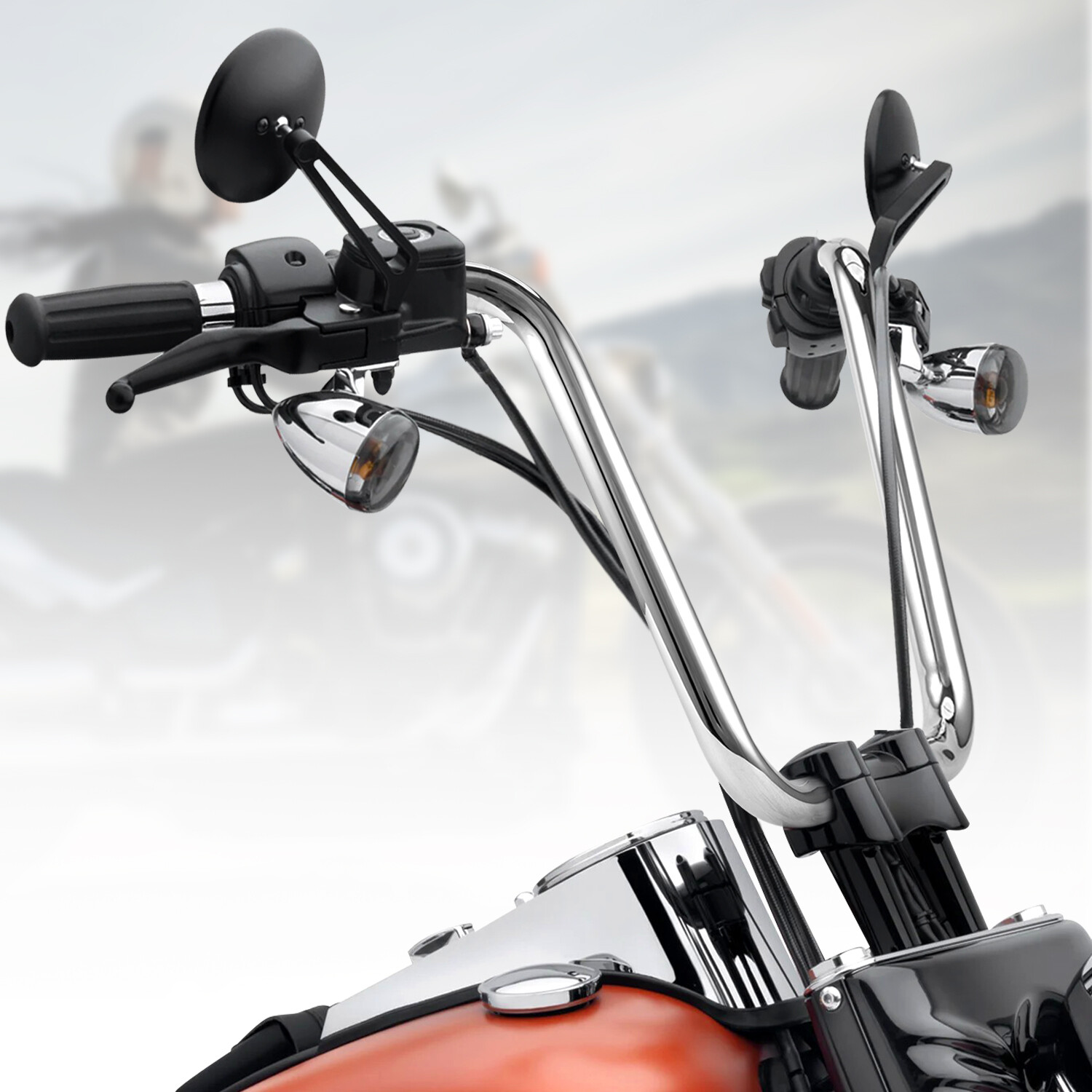 Chrome Rise 16" APE Cruved Handlebar For Harley Softail Road King Sportster 883