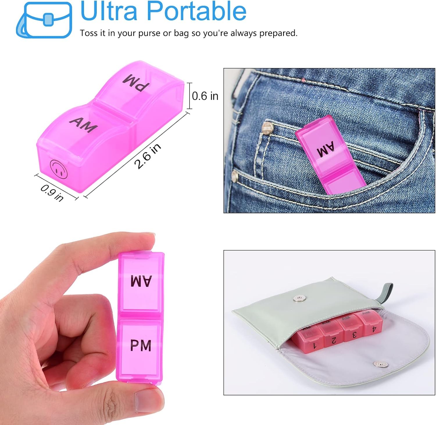 Monthly Pill Organizer 2 Times a Day, 30 Days Pill Box AM PM, 4 Week Pill Cases