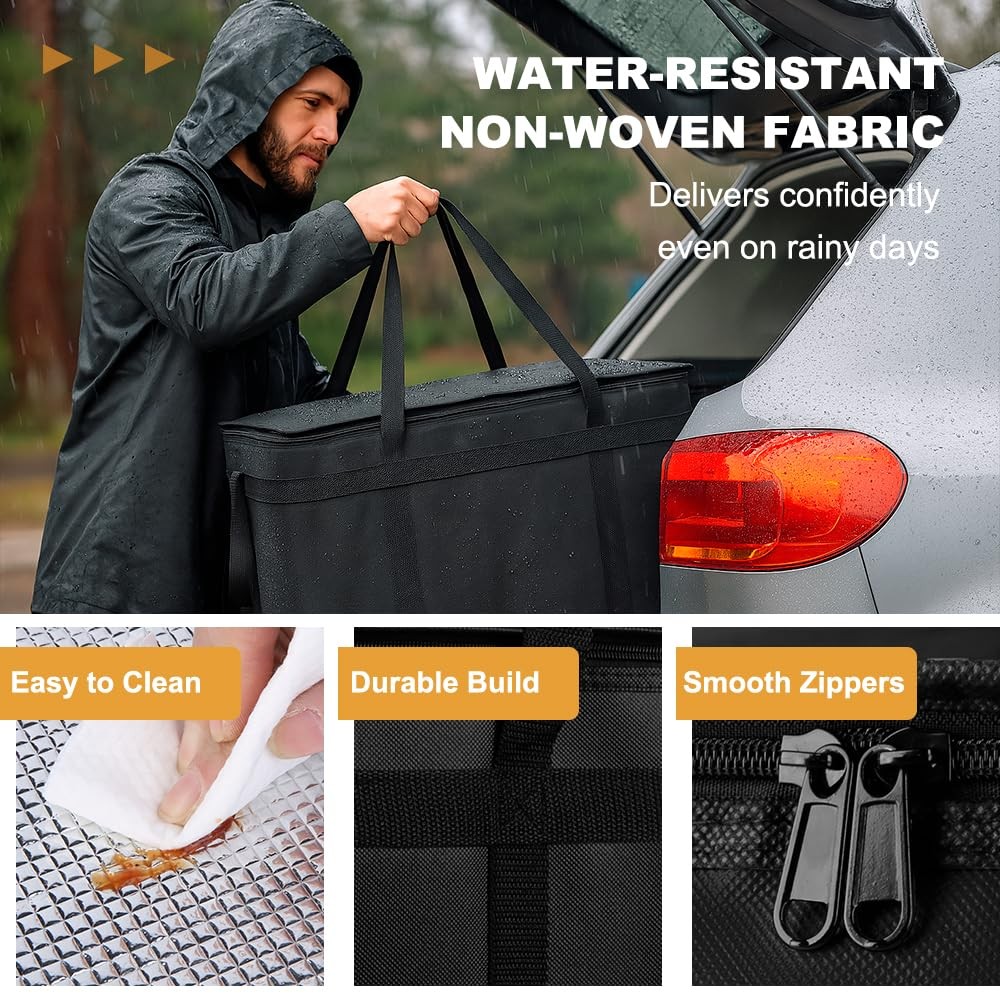 Insulated Food Delivery Bag Reusable Thermal Cooler Grocery Bags for Caterin...