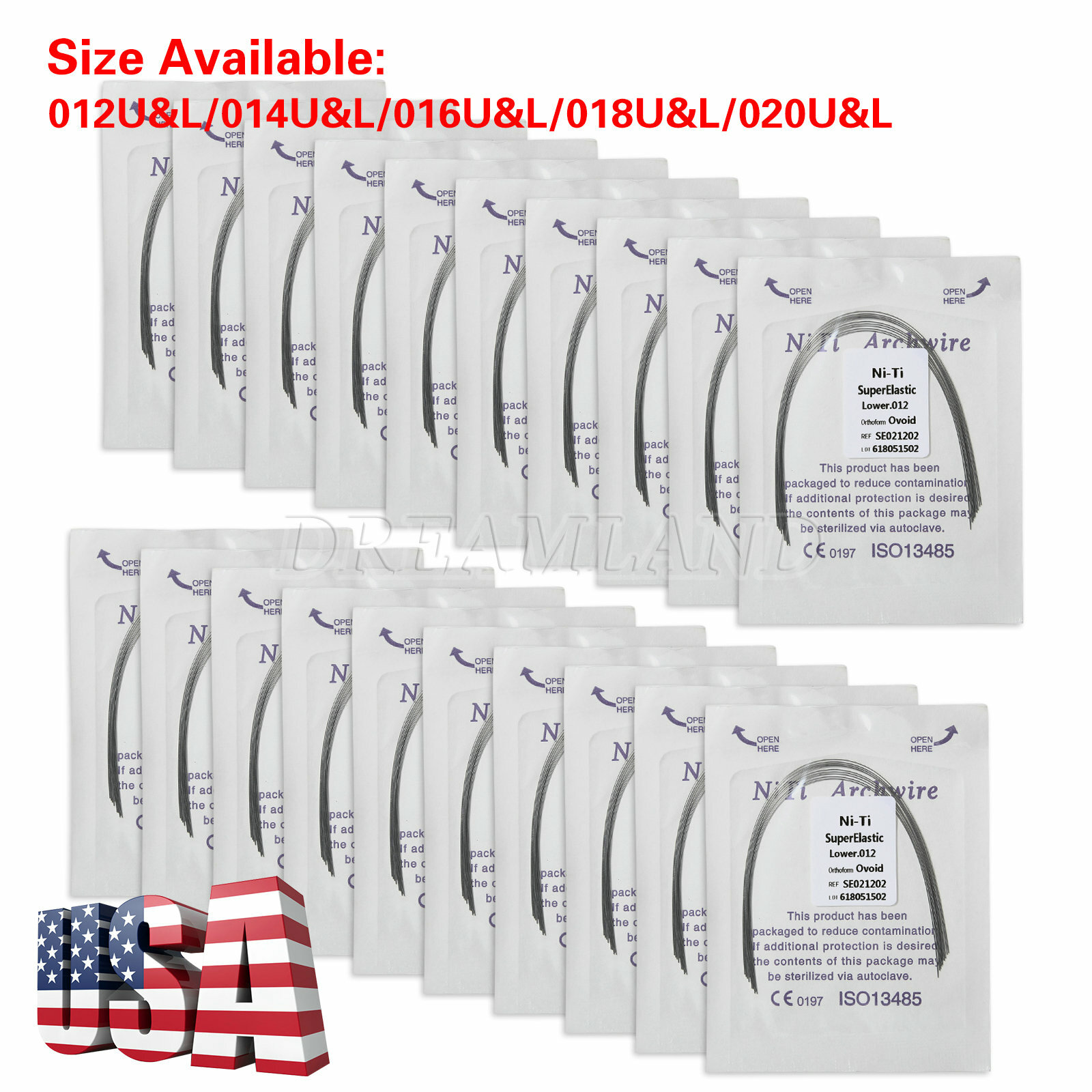 100 PCS dental orthodontic super elastic niti round arch wires Ovoid form 10 bag