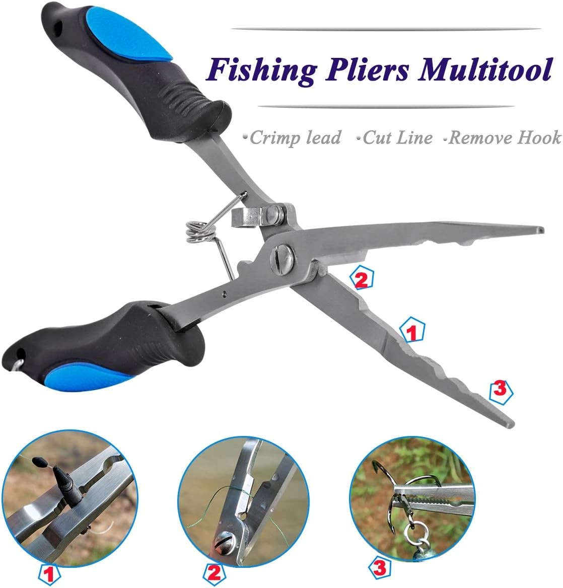 Fishing Pliers Stainless Steel Long Nose Hook Remover with Sheath and...
