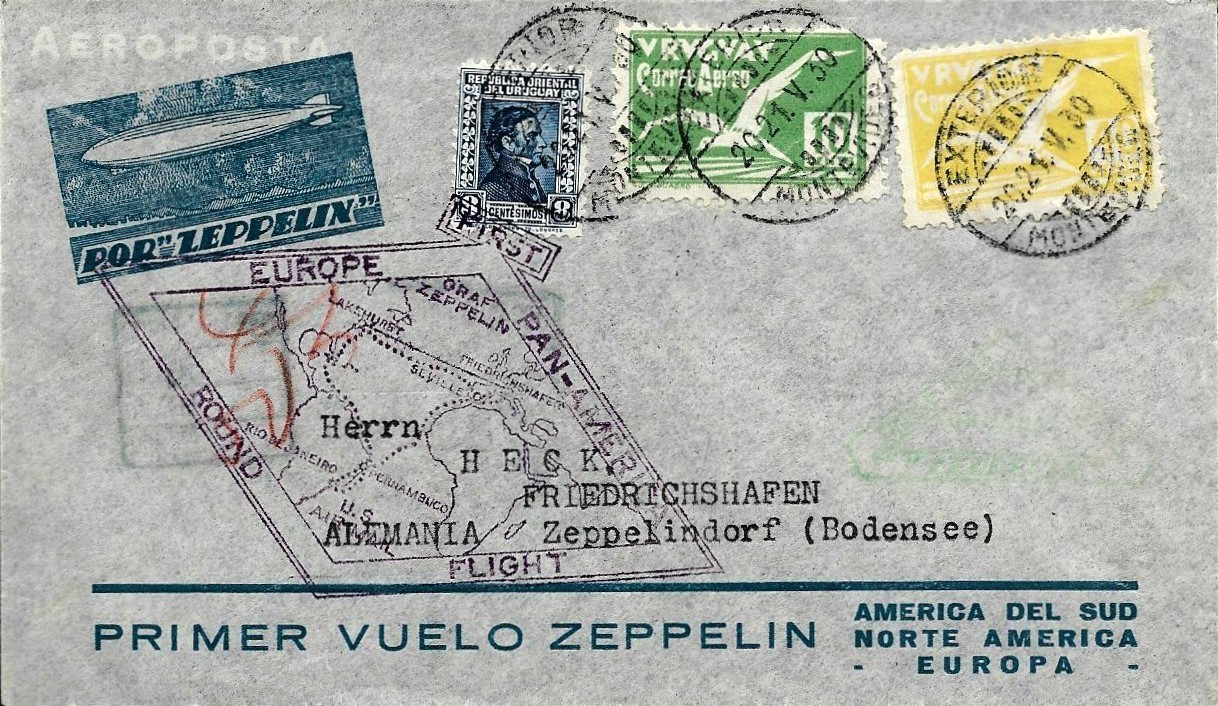 Uruguay Zeppelin Post - 1930 Europe-Pan America Flight - ***UNCOMMON DISPATCH***