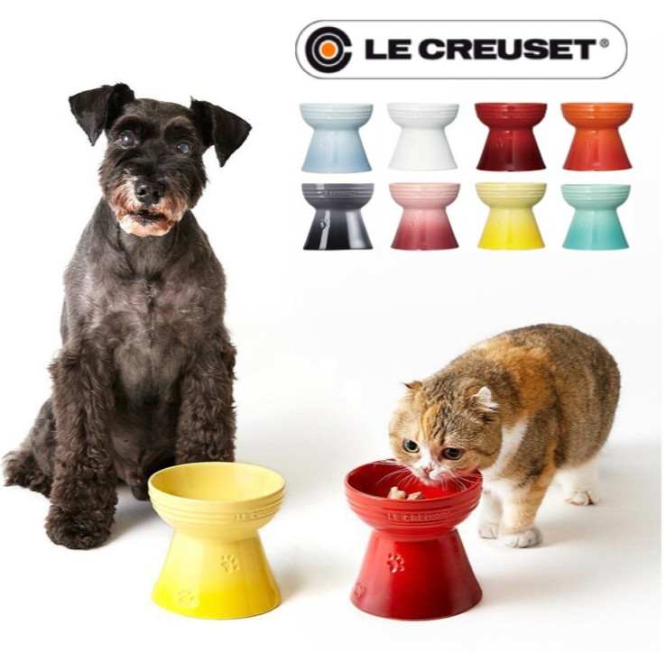 LE CREUSET High Stand Pet Bowl Dishes Cat Dog Food Water Container 11 COLORS NIB