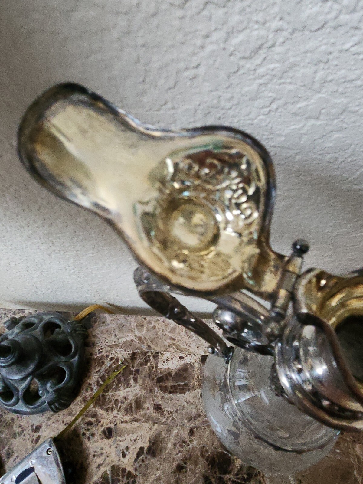 RARE Antique Circa Art Nouveau Silver Plate Etched Glass Claret Jug decanter