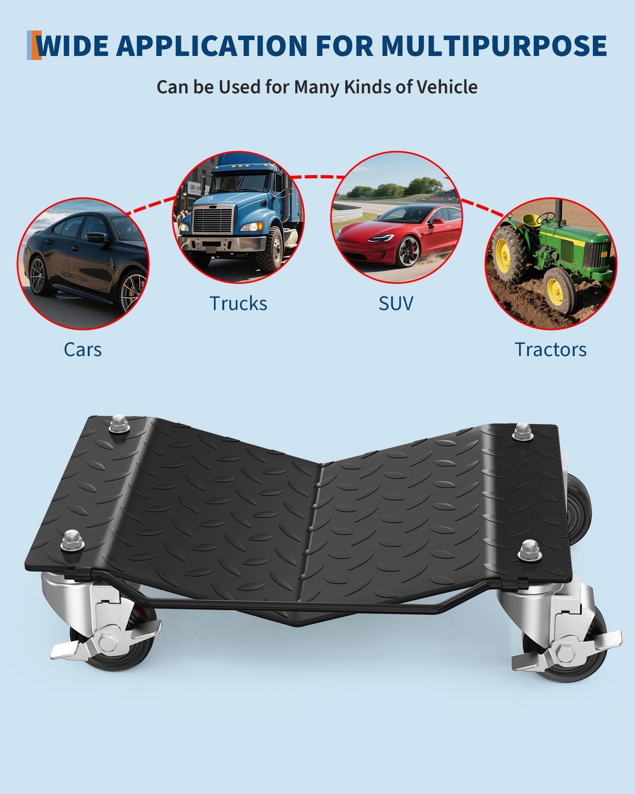 4 Pack Heavy Duty Car Wheel Dolly Set 1500 Lbs Per Dolly Garage Vehicle Mover