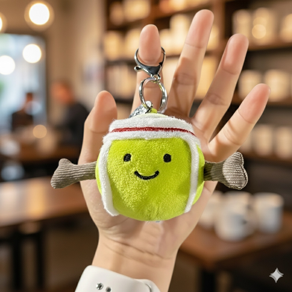 Jellycat Amuseables Tennis Ball Bag Charm Plush Keychain Soft Toy NWT