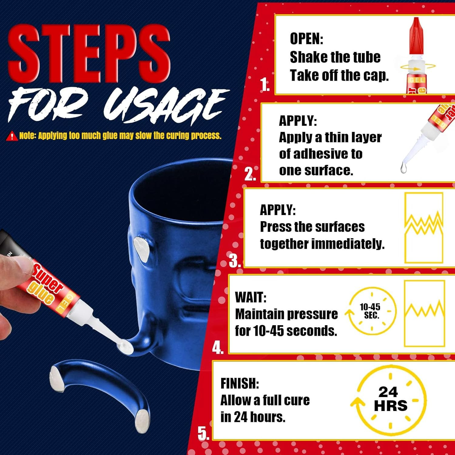 3 Gram (Pack of 12) Single Use Super Glue Gel, Super Fast, Thick & Strong Adhes