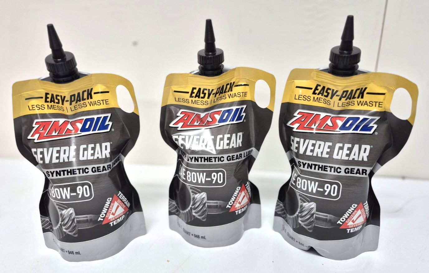 AMSOIL Severe Gear 80W-90 1 Quart Synthetic Gear Oil Lube Easy-Pack lot of 3