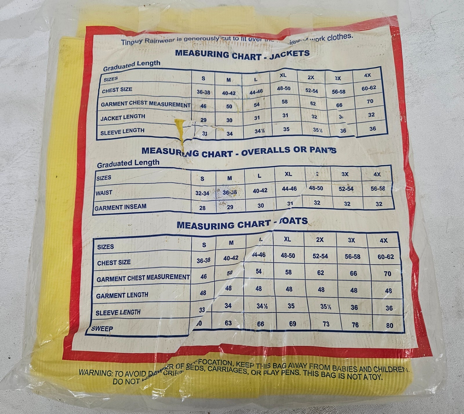 NIP TINGLEY Yellow Denier Nylon Raincoat XL New