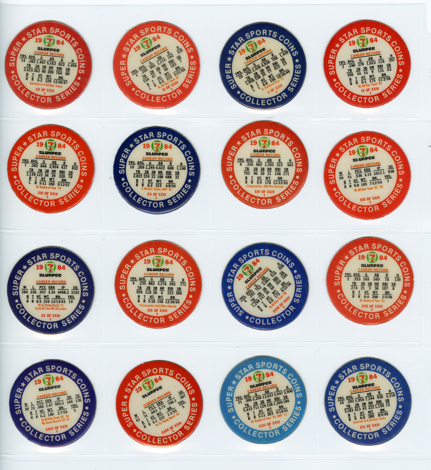 1984 7-11 Action Coins NM/MT Complete Set of 72 West (24) Central (24) East (24)