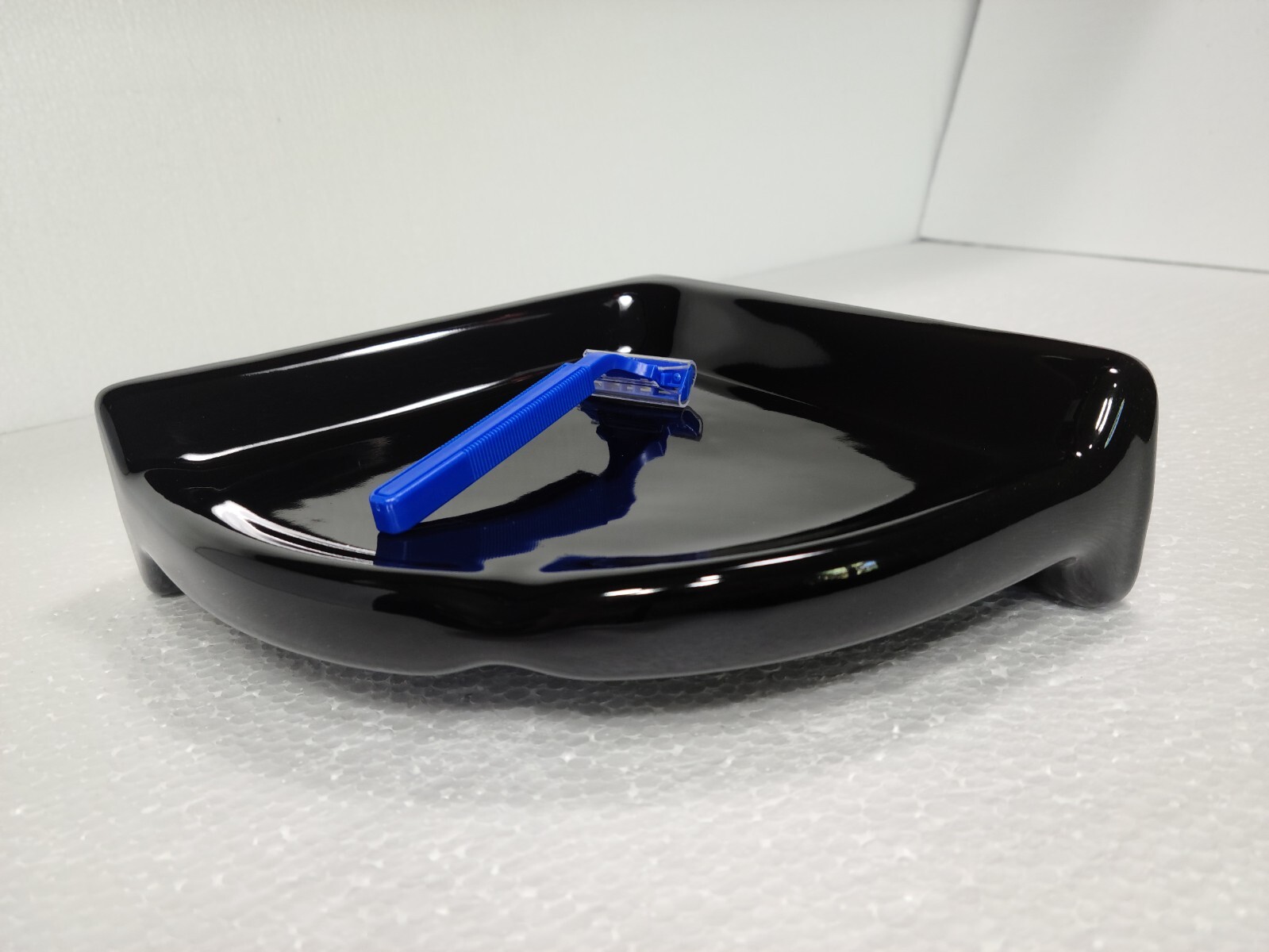 Vintage Black Ceramic Shower Tile Corner Tray Soap Dish Shampoo Holder Caddy