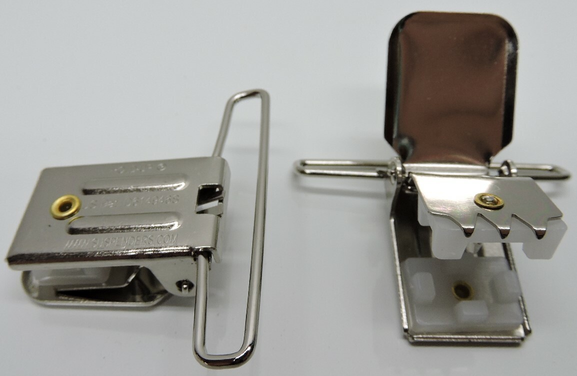 (20) Hold-Up Suspenders Heavy Duty JUMBO Nickel Plated Metal No-Slip Clips