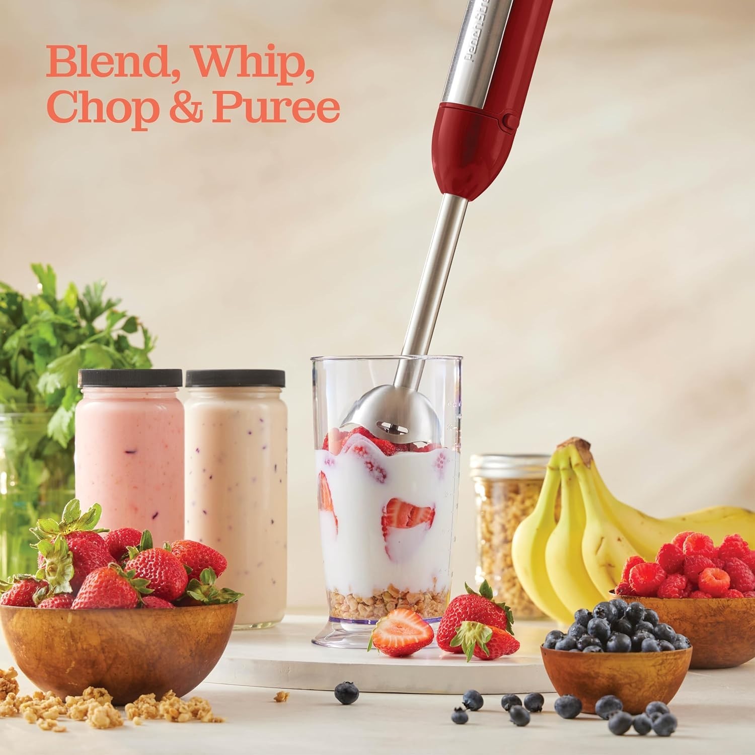 Detachable Handheld Blender with Turbo Boost - Perfect for Smoothies & Baby Food