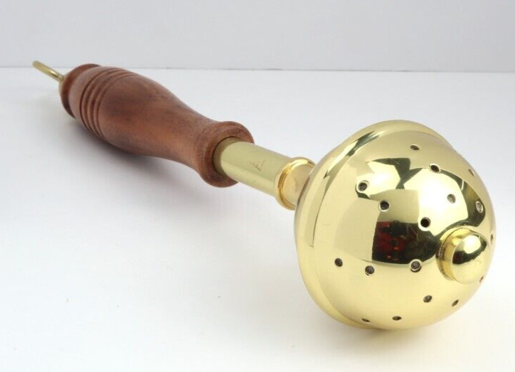 High Polished Brass Wood Handle Holy Water Sprinkler for Catholic Church 10 Inch