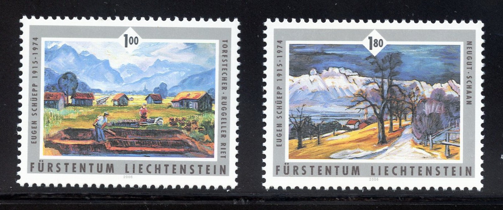 Liechtenstein  1343-1344 MNH, Paintings by Wolfgang Wilhelm Schuepp Set- 2006 .