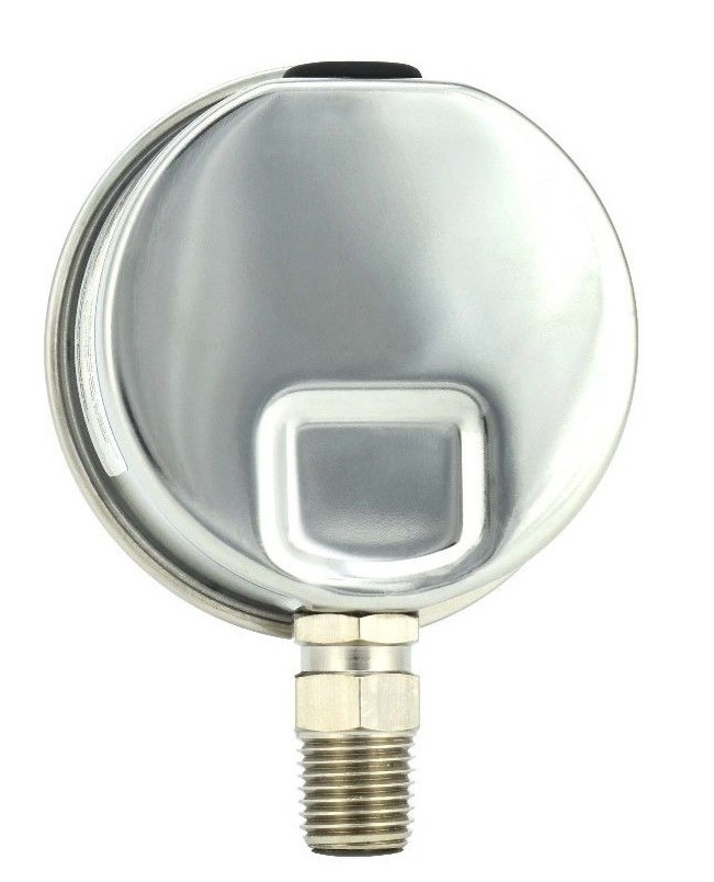 2.5" LIQUID FILLED PRESSURE GAUGE 0 - 30 PSI, STAINLESS STEEL CASE LOWER MOUNT