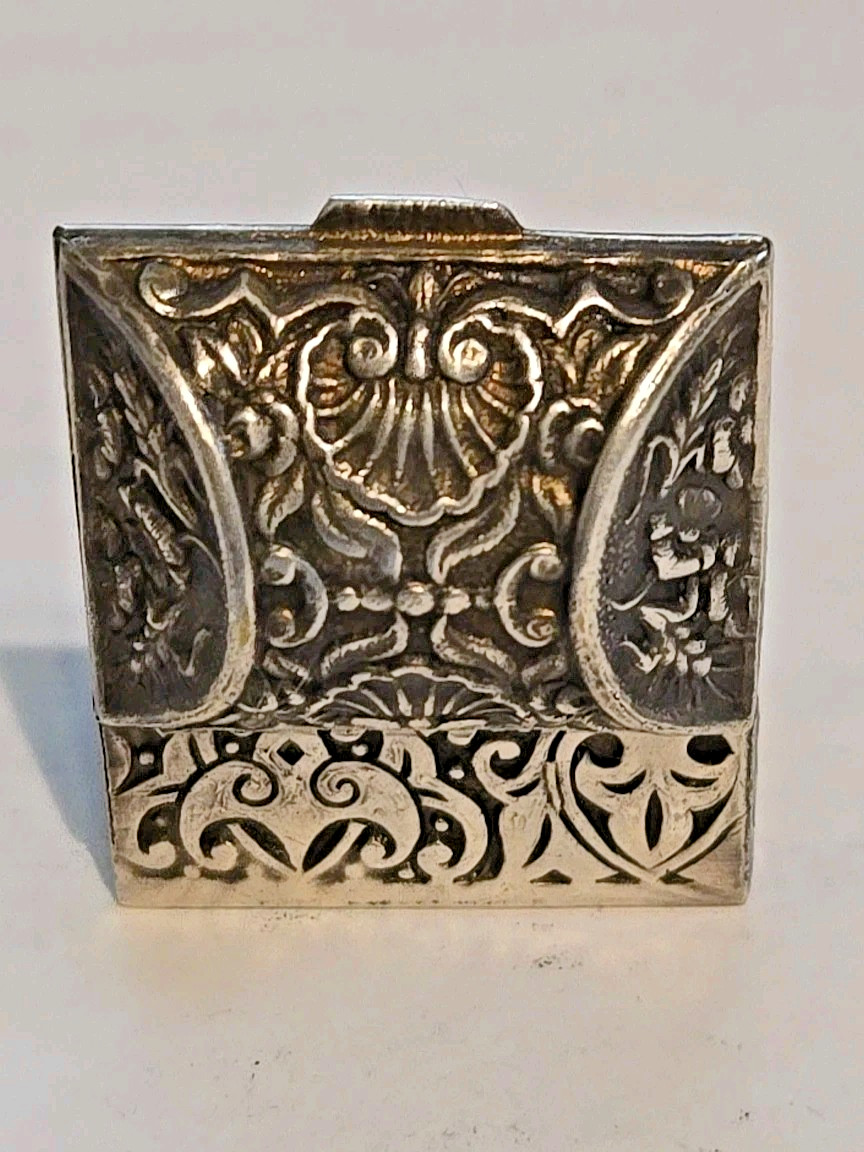 Antique Miniature Repoussé Domed Hinged Box Casket Sterling Silver