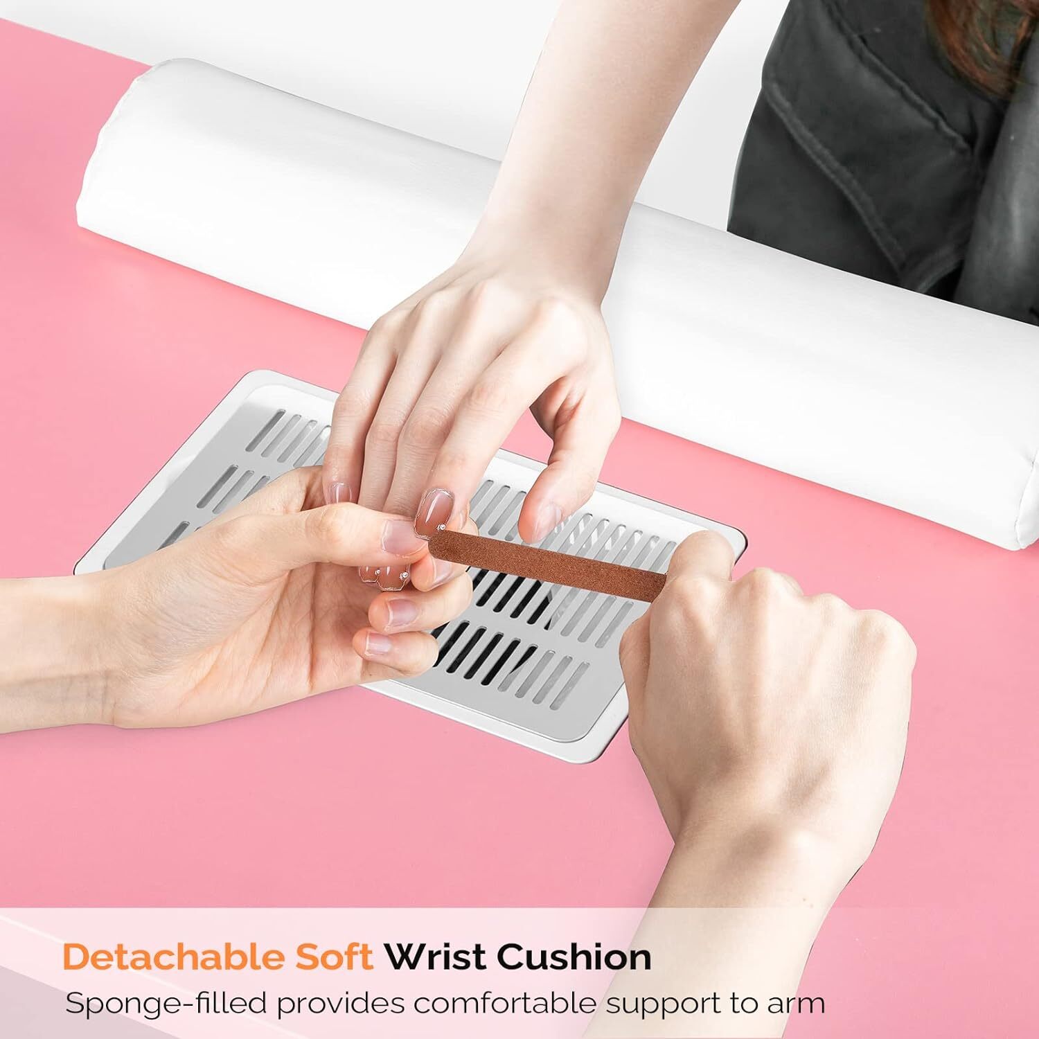 Pink Manicure Table Nail Desk Nail Table Beauty Salon Station w/ Dust Collector