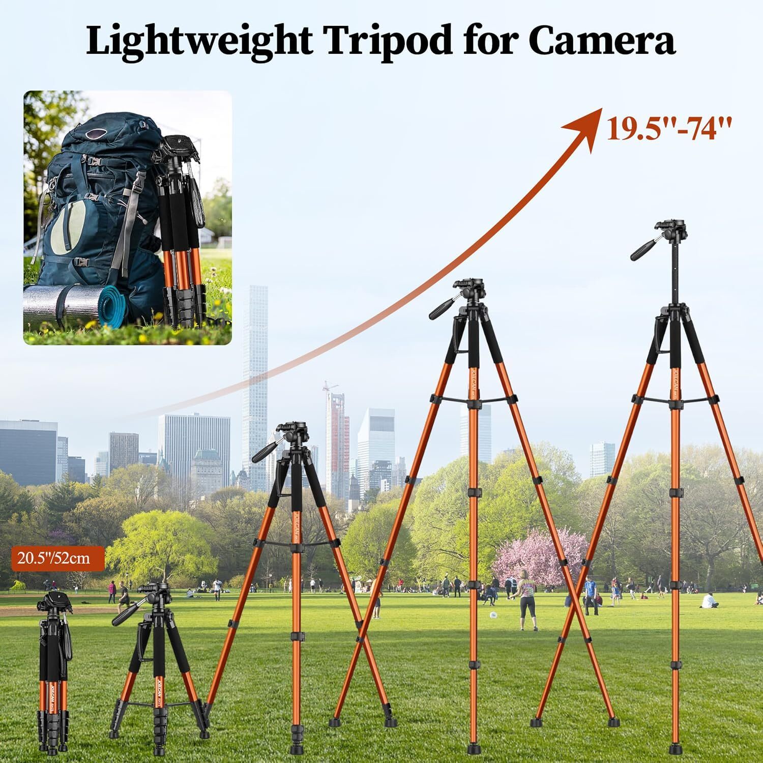 74" Tripod Camera Tripods Stand Heavy Duty Portable Laser Level Spotting Scope