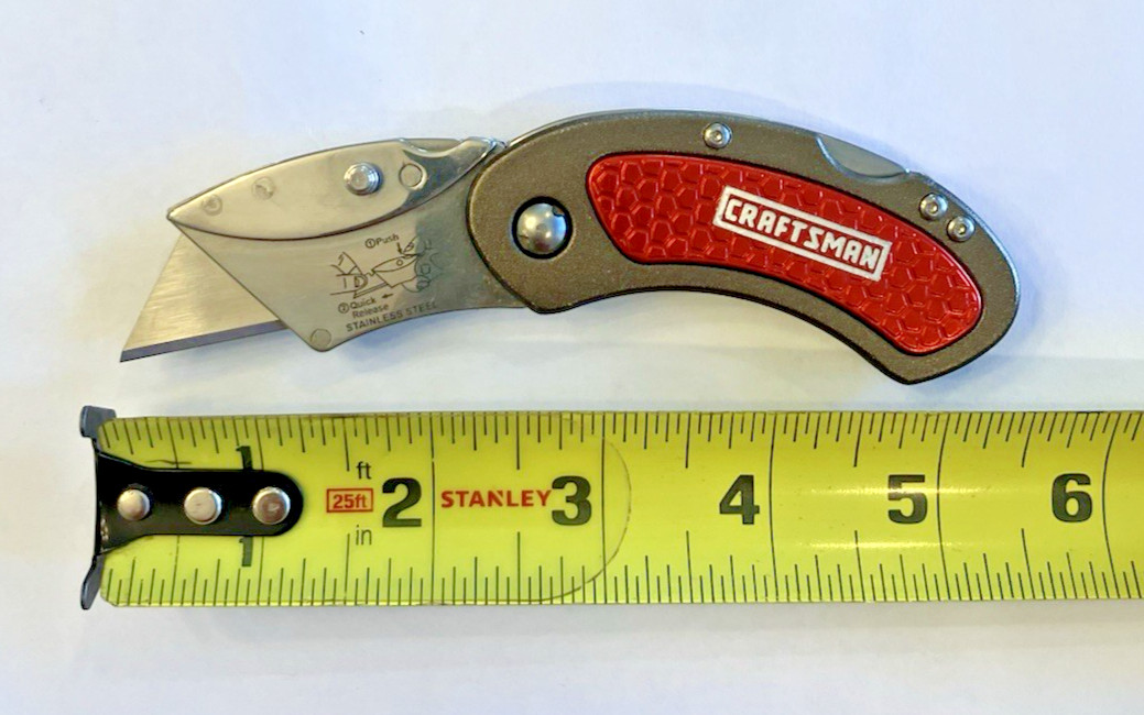 SEARS CRAFTSMAN #38000 NOS Folding Lockback Utility Knife w/Belt Clip *RED*