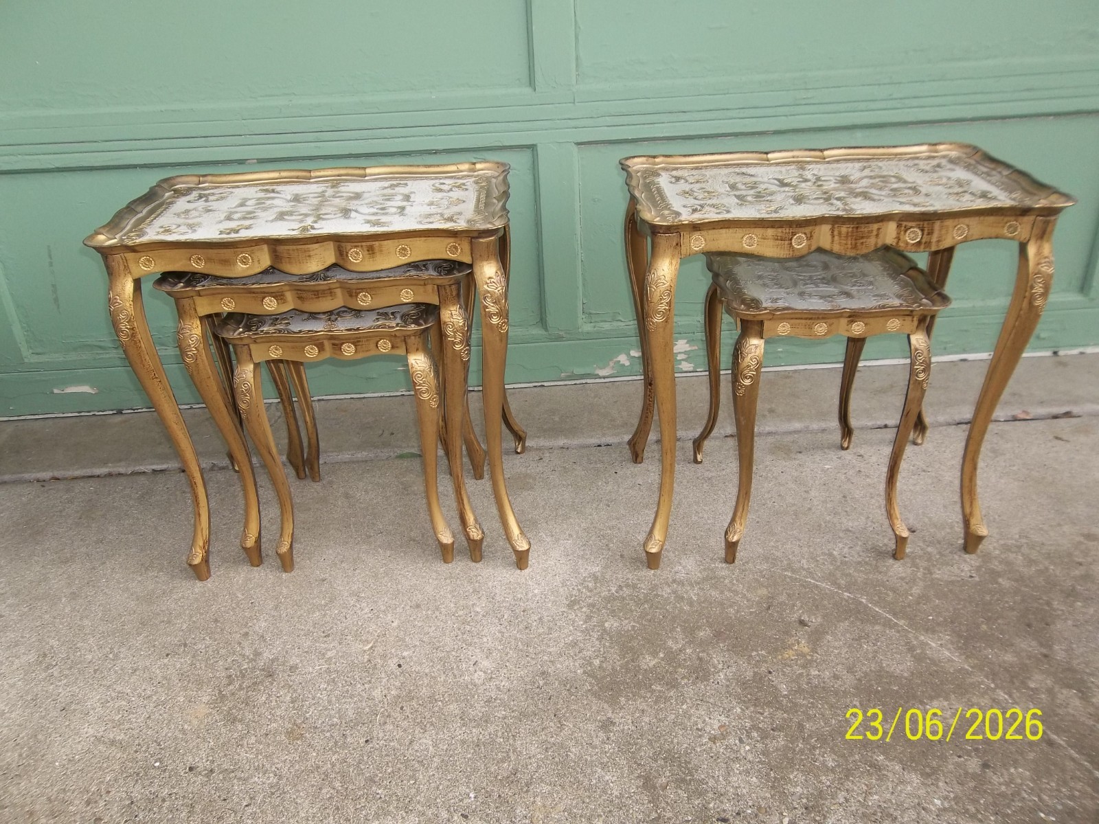 Vintage 1950s - 60"s Italian Florentine Gilded Plastic Nesting Tables - Set of 3