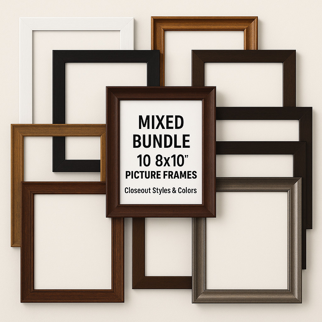10 Piece Set 8x10 Inch Picture Frames - Mixed Closeout Styles & Colors