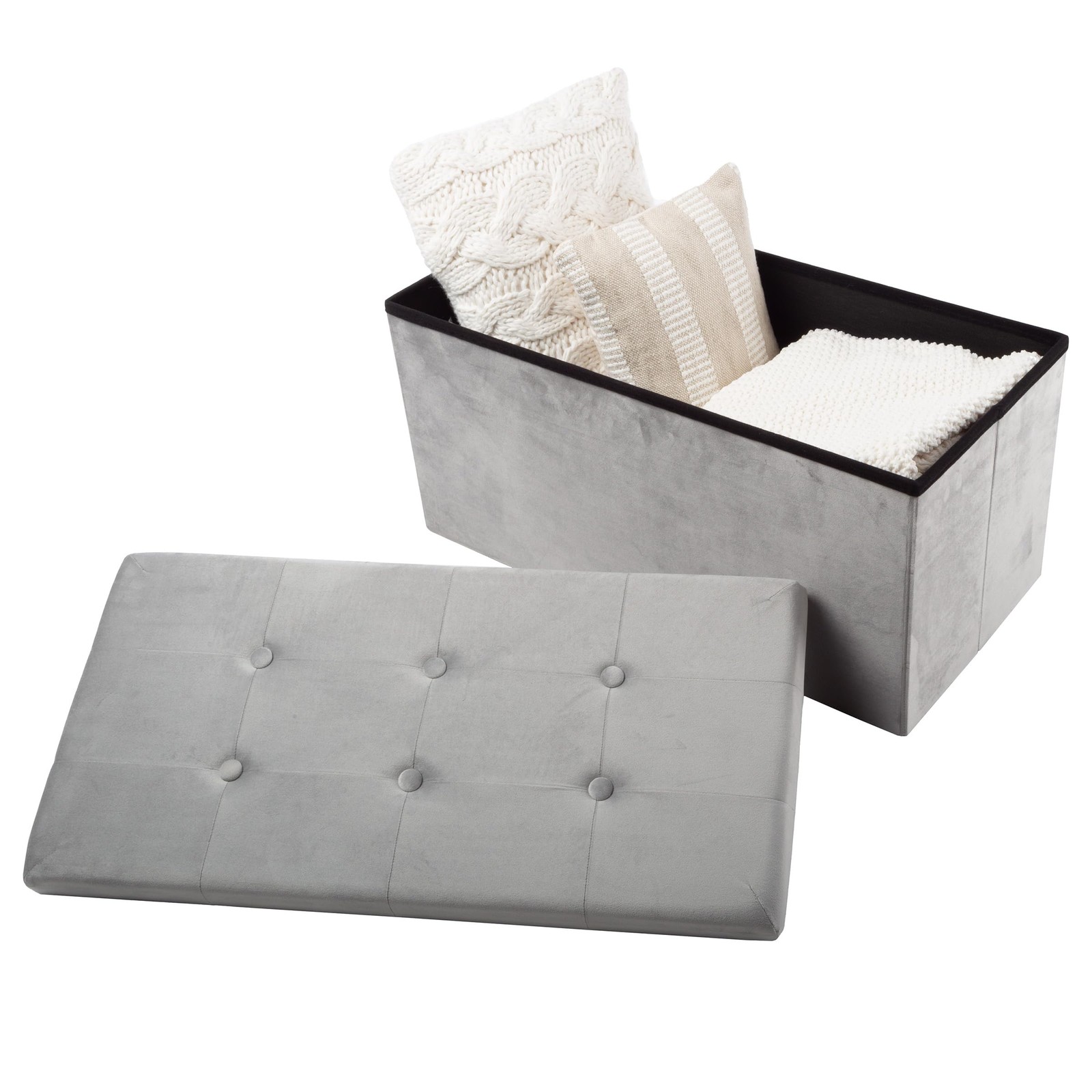 Storage Ottoman - Velvet Tufted Footrest, Linen Chest, or Bench Organizer wit...