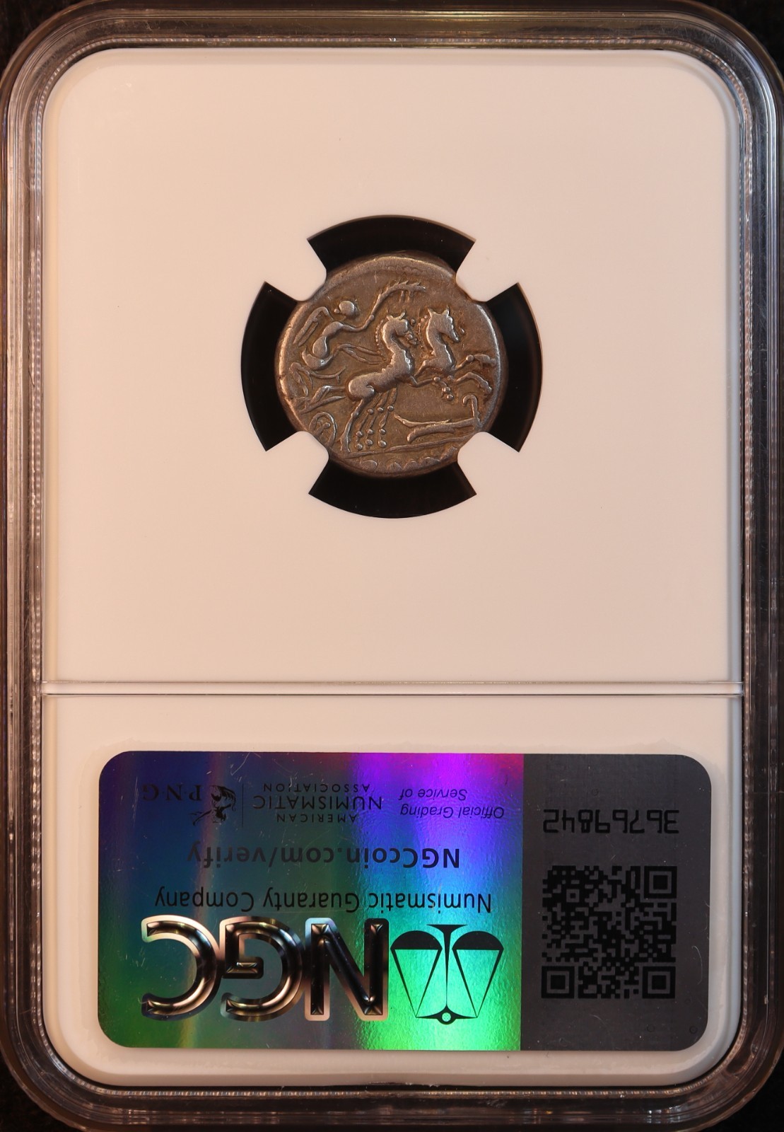 Roman Republic M. Cipius Denarius (115 BC) - NGC VF! Gorgeous & Rare Toning! PQ+