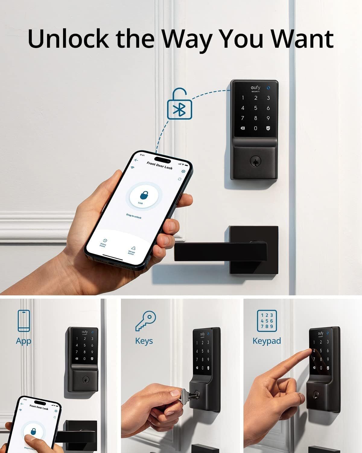 eufy Security Smart Lock 5-in-1 Keyless Entry Door Lock Built-in WiFi Deadbolt