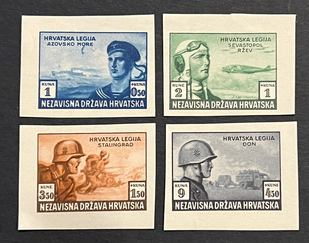 Travelstamps: 1943 Croatia Stamps Scott #B33-B36 Imperfs Russian Legion MNH OG