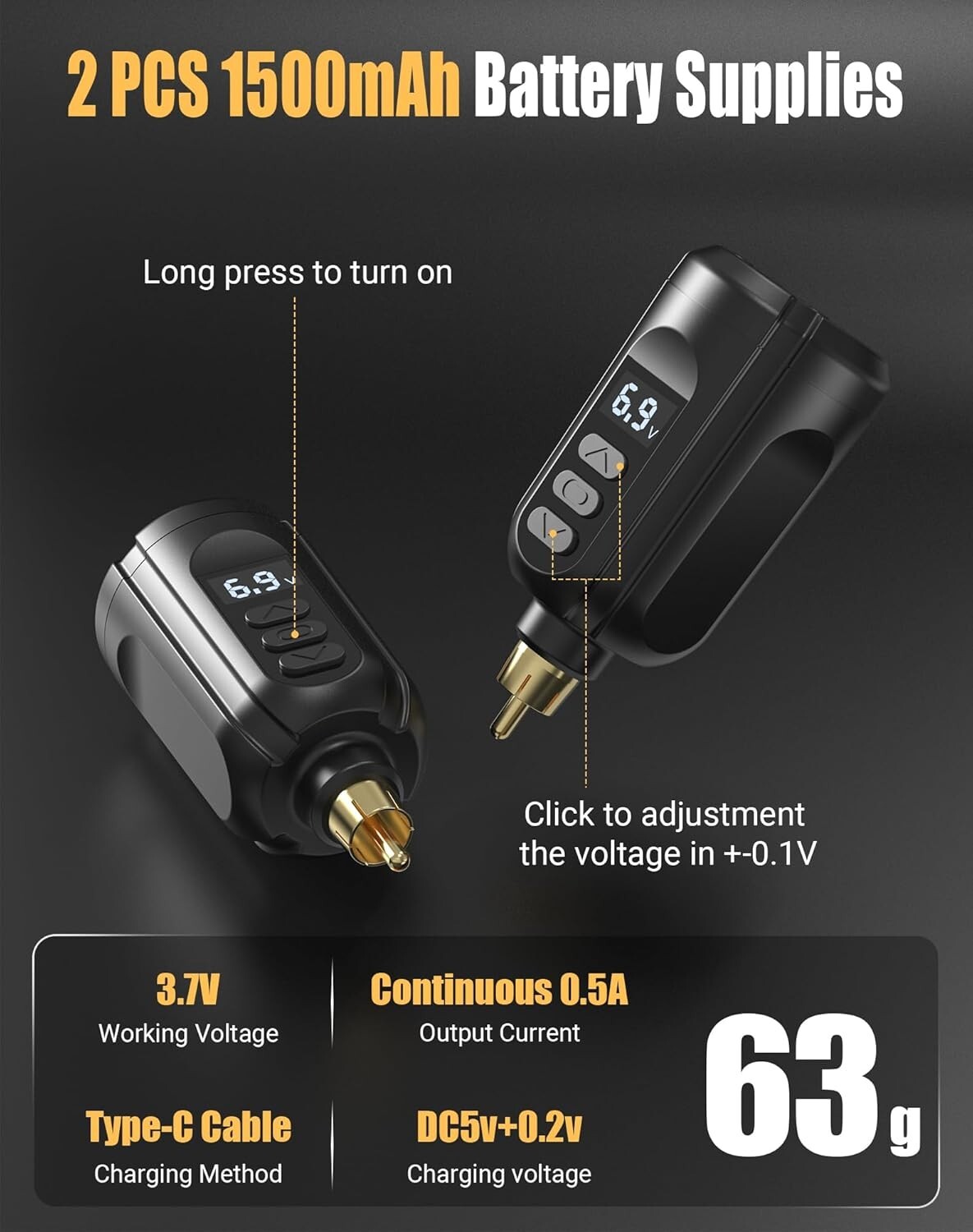 Kit de tatuaje: Máquina de tatuaje inalámbrica completa, 2 baterías, 20 agujas