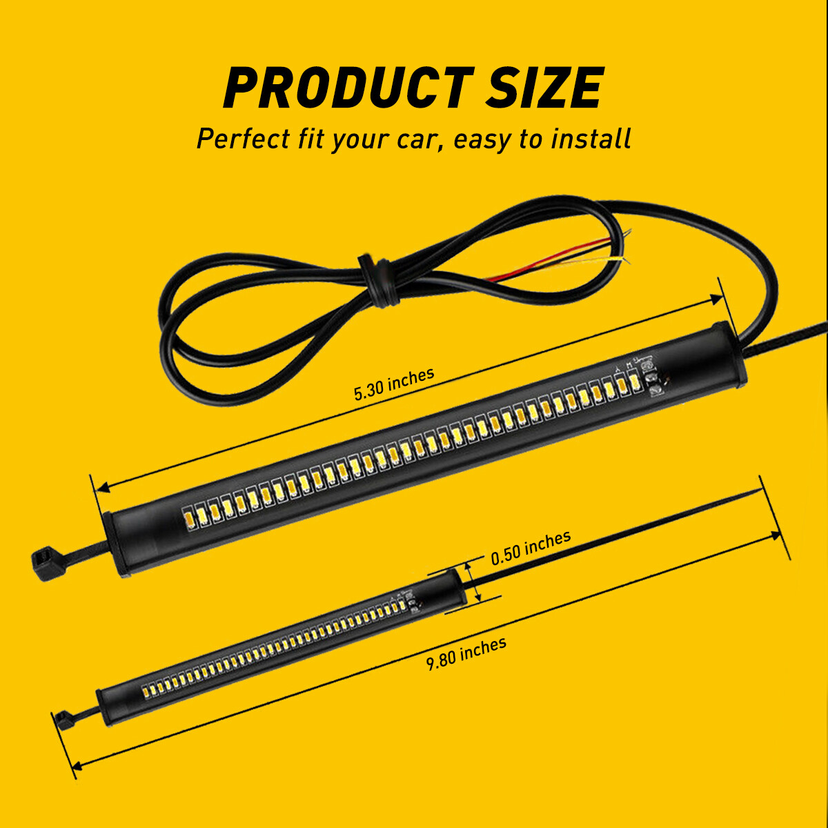 Amber White LED Fork Turn Signal Indicators Blinkers Light Strips For Motorcycle