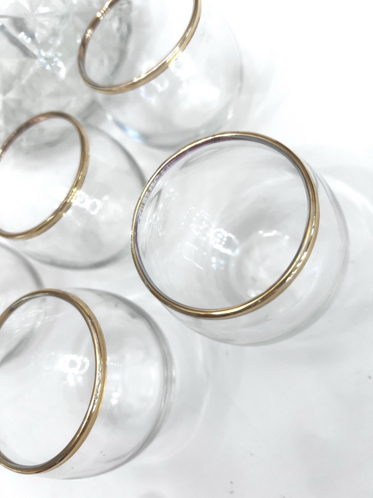 Vintage Park Sherman Liquor Dispenser Set with Brass Pump and 6 Gold Rim Glasses