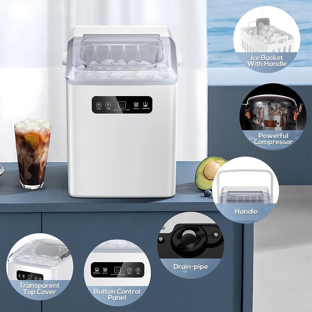 Portable Compact Ice Maker for Home - Mini Freezer with Fast Ice Production