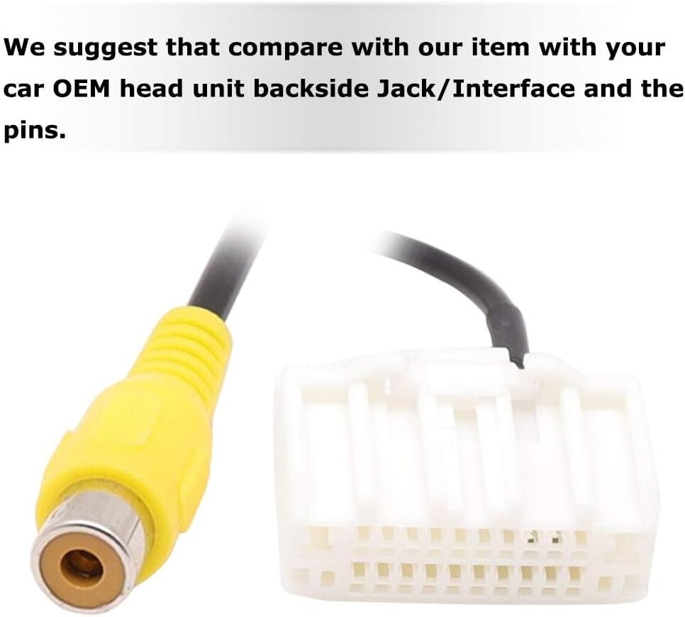 EWAY Backup Camera for Factory Radio RCA Adapter Cable Wire Harness