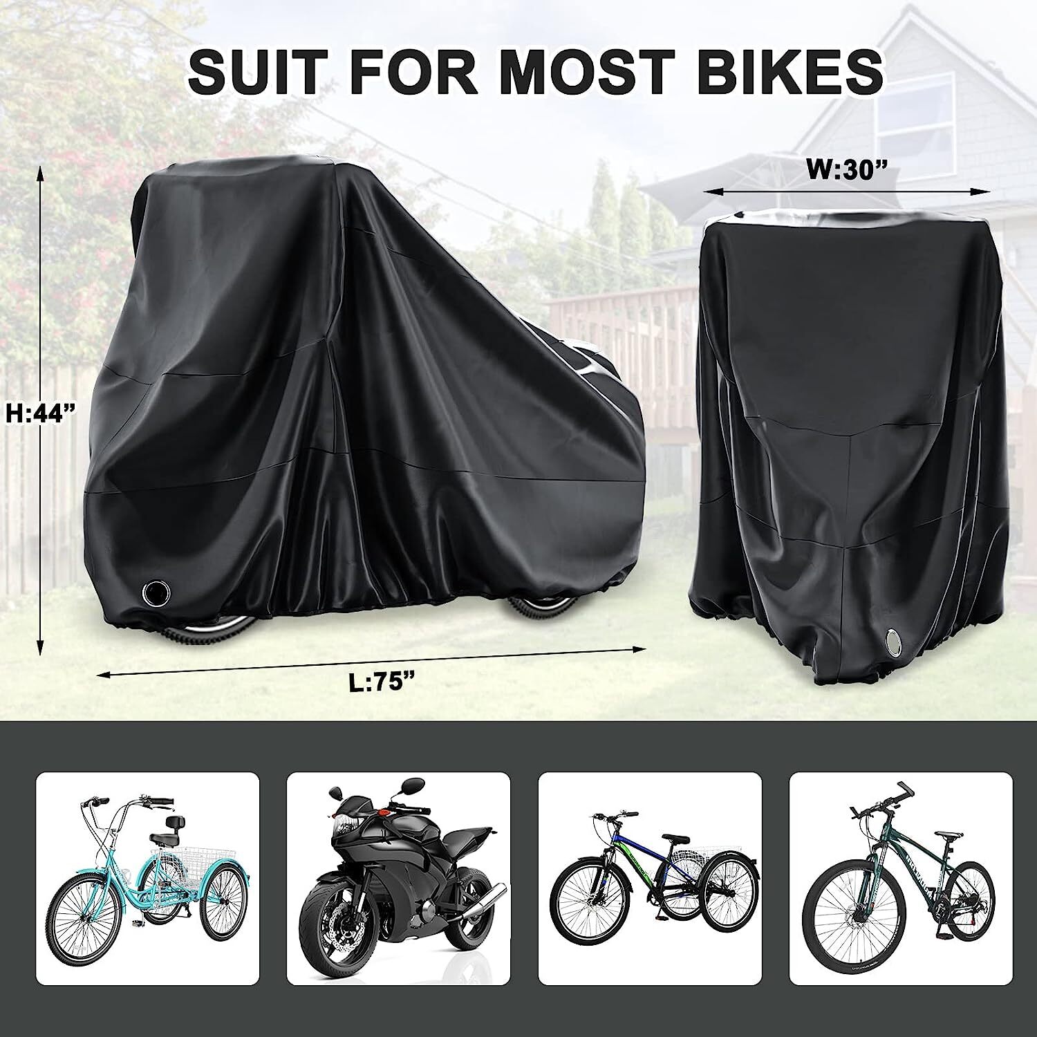 SLSY Bike Cover Waterproof Bicycle Covers Rain Sun UV Dust WindProof &Lock Hole