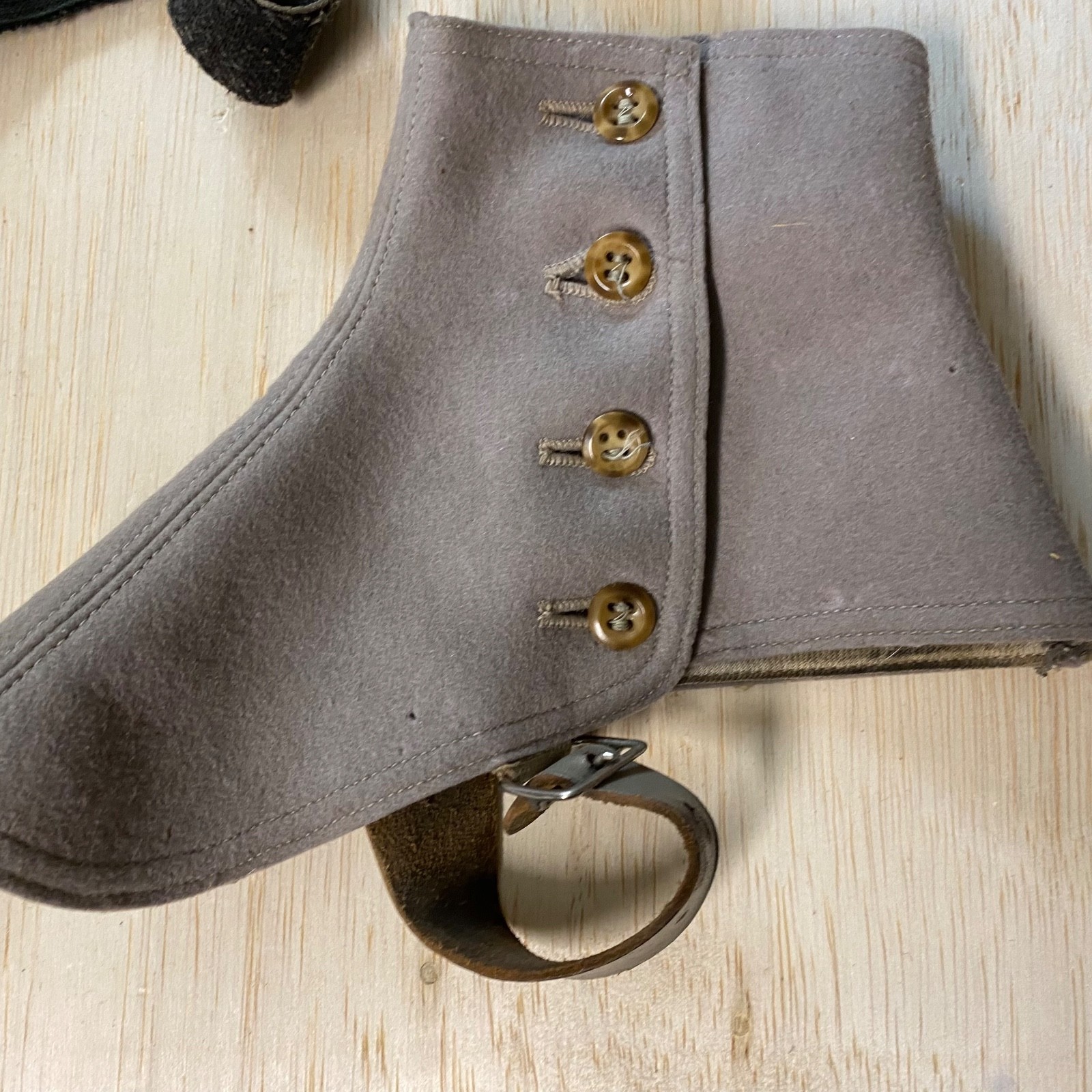 3 Sets Of Vintage Antique Boot Spats • Victorian Style • Wool • Leather • Gaiter