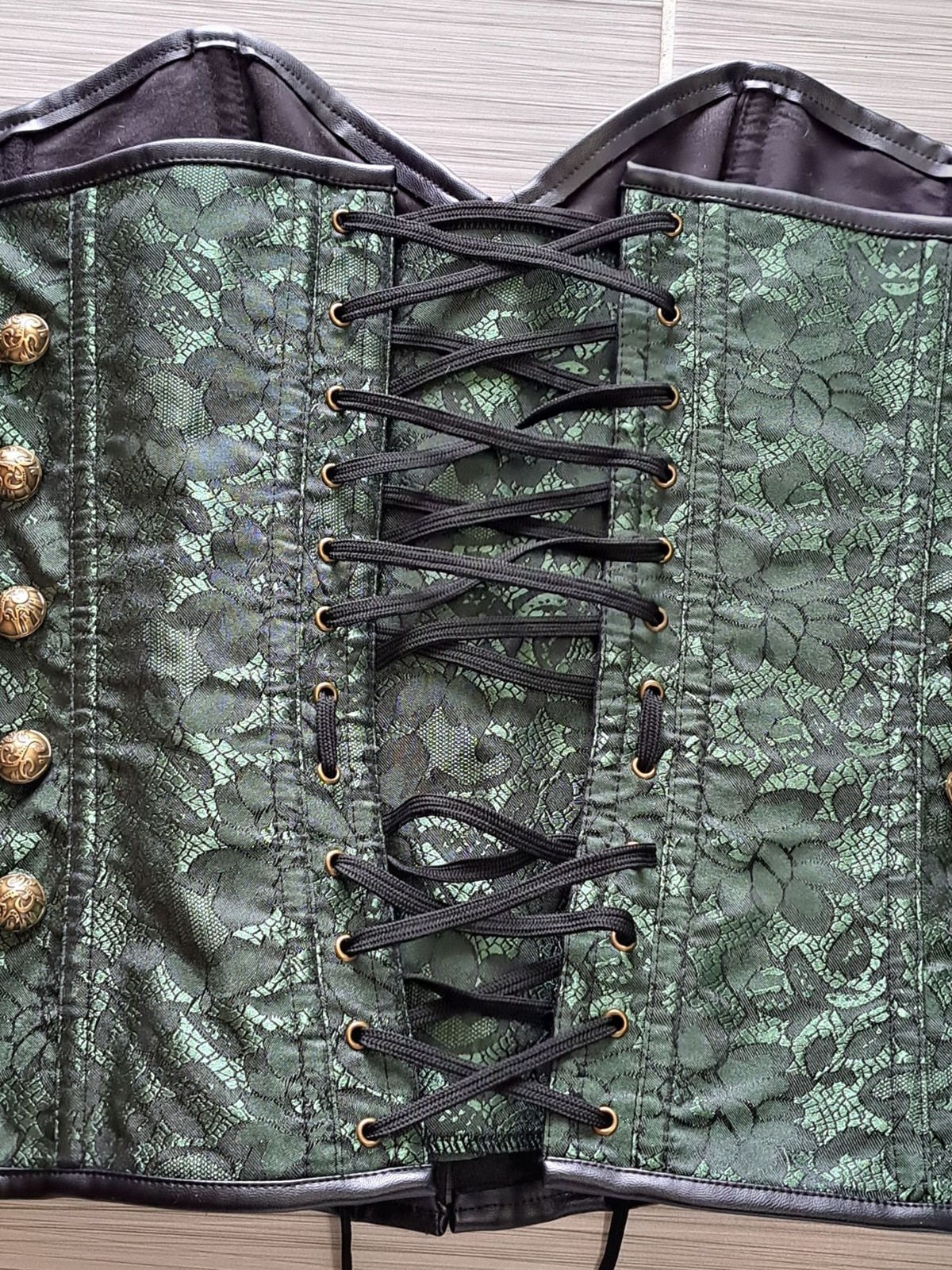 Charmain Corset Women Steampunk Green Brocade Chains Gothic 2XL Renaissance