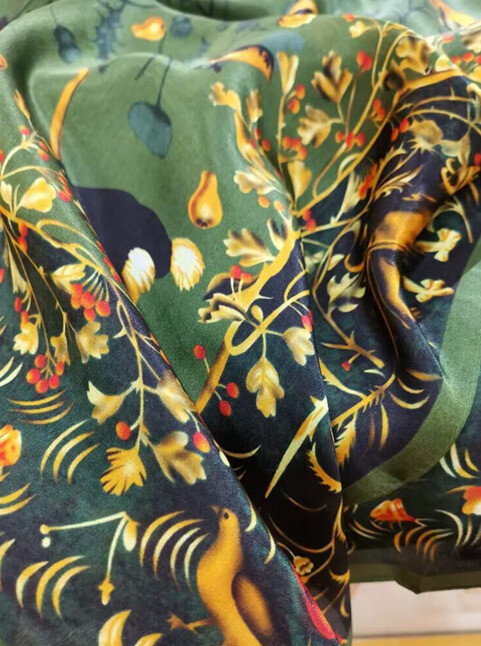 Women Square 100% Mulberry Silk Scarf Vintage Shawl Print Hand Rolled Gift 180cm