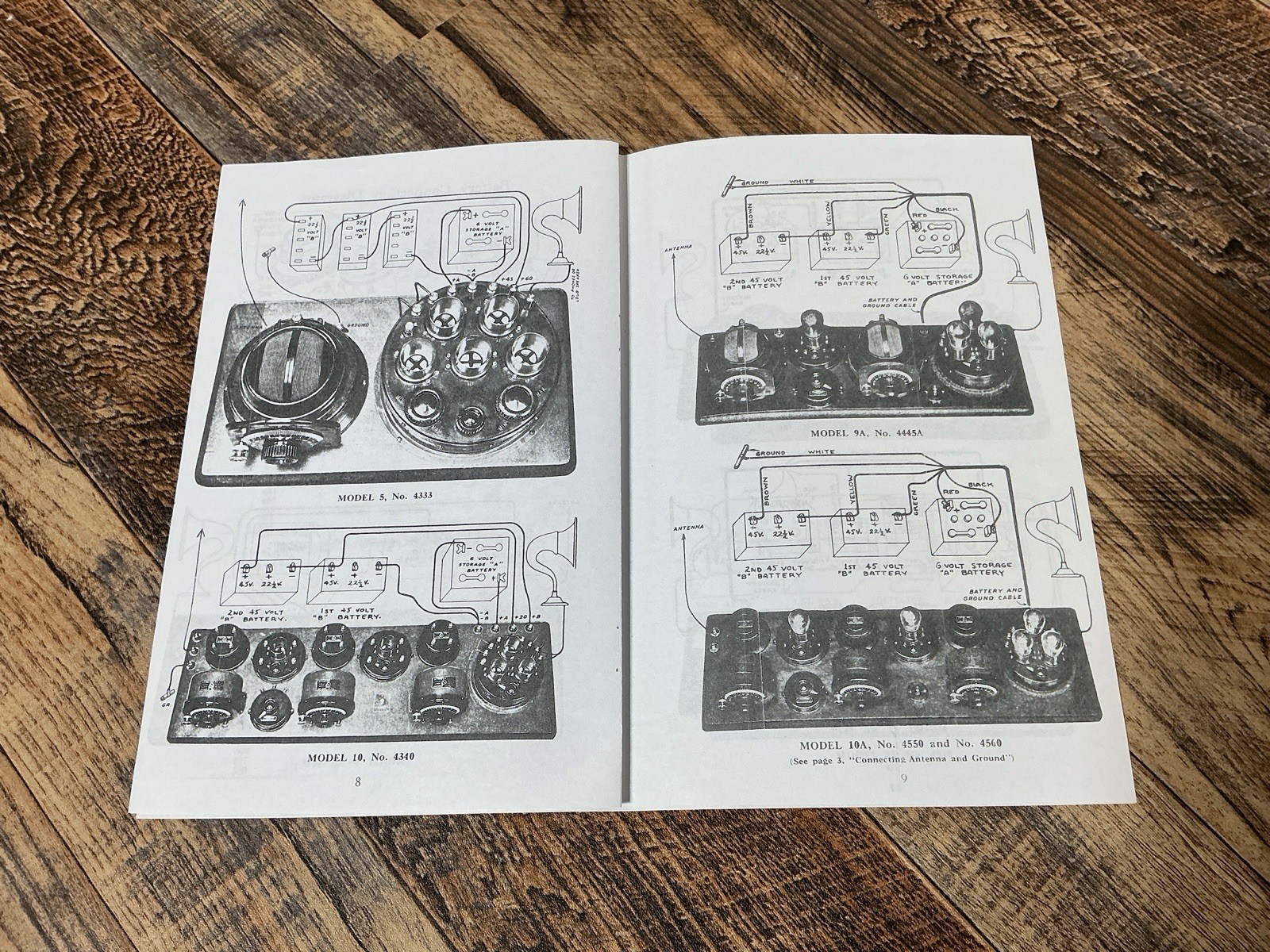 ATWATER KENT Manual Breadboard Tube Radio Receiving Sets 5, 9, 9A, 10, 10A, 10B