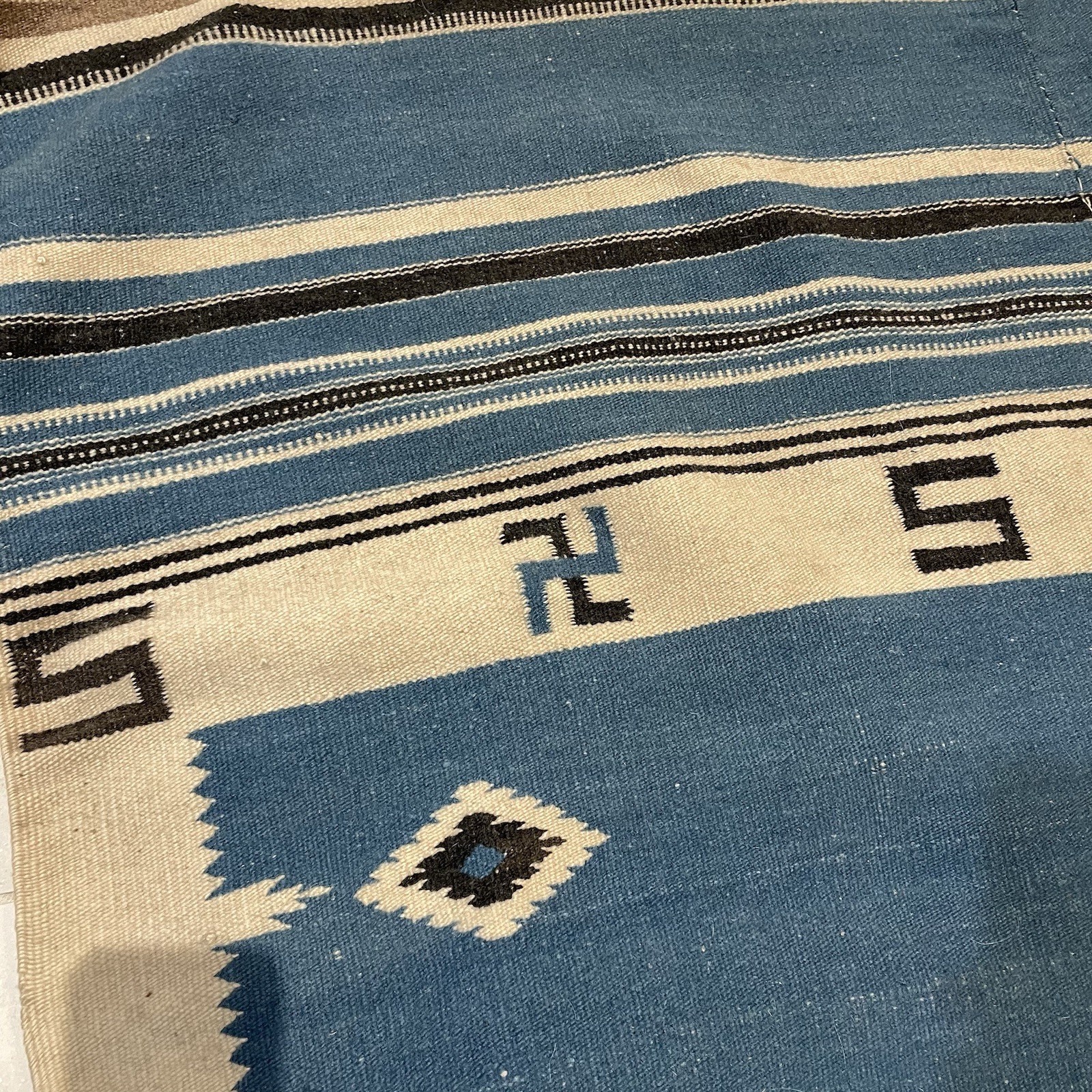 ANTIQUE Whirling Log Texcoco Serape Rug Blanket Mexican Navajo Weaving Chimayo