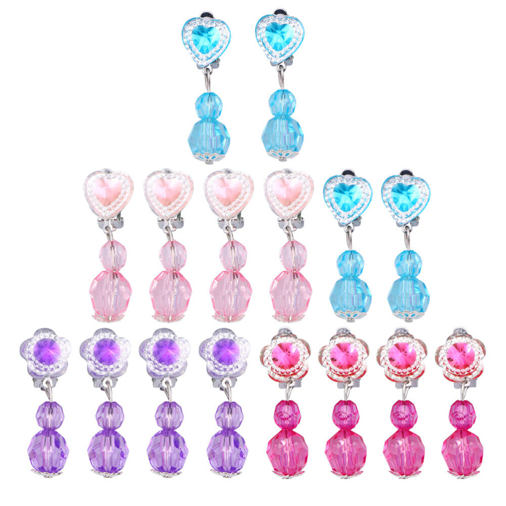 8 Pairs Girl Jewelry Toy Clip On Earrings for Girls Girls Birthday Party Favor