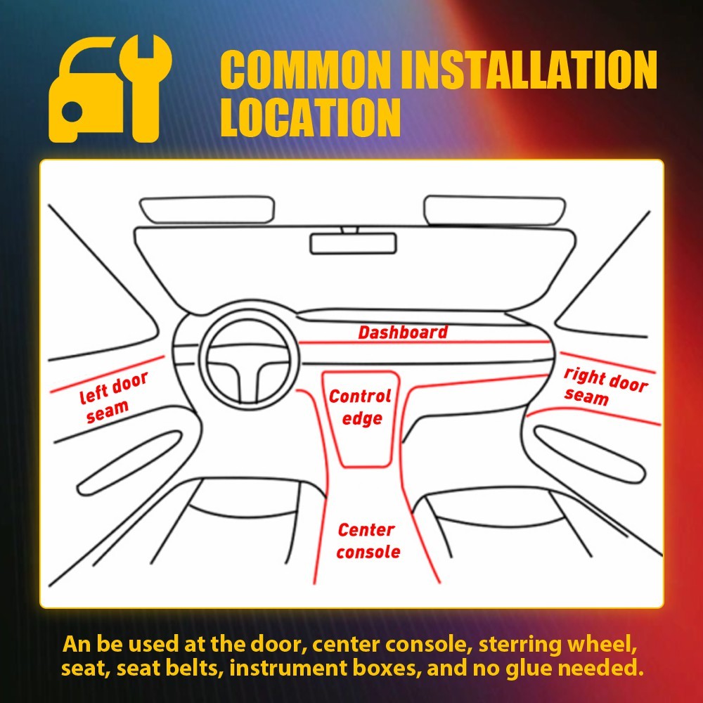 Car Interior Ambient Lighting Kit APP LED Neon Light Trim Glow Optic Fiber Strip